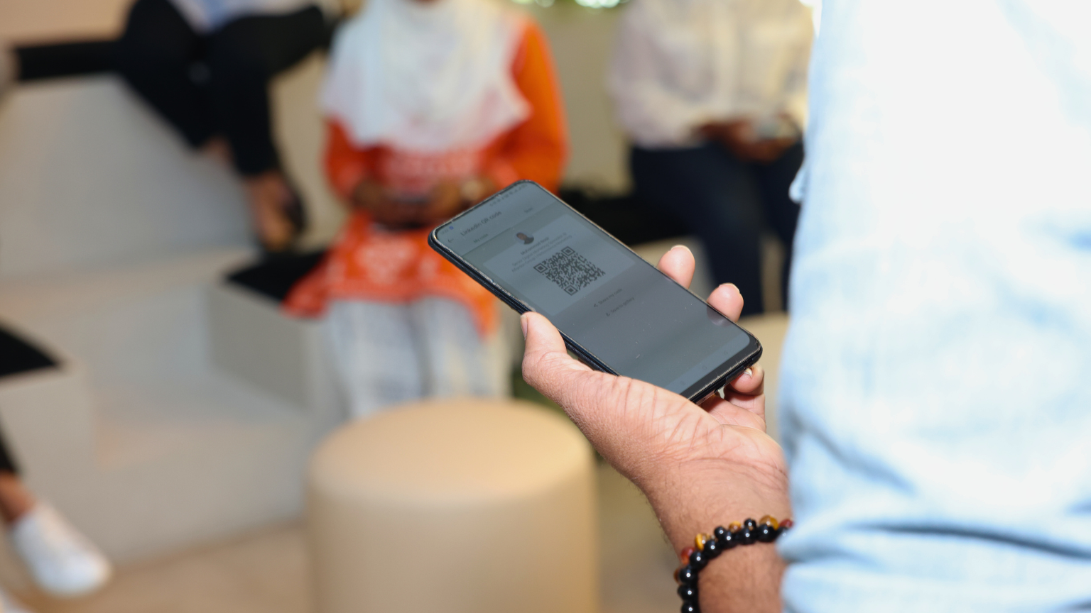 Close-up of LinkedIn App QR code feature.